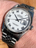 1998 Rolex OP Datejust White Roman Numeral Dial on Jubilee 16234