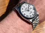 1998 Rolex OP Datejust White Roman Numeral Dial on Jubilee 16234
