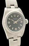 1999 Ladies Rolex Oyster Perpetual Black Dial Stainless Steel Oyster Bracelet 76030