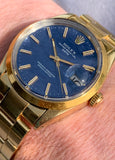 1981 Rolex Oyster Perpetual Date Blue Shantung Dial Gold/Steel Case 1550