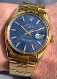 1981 Rolex Oyster Perpetual Date Blue Shantung Dial Gold/Steel Case 1550
