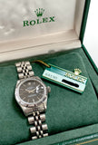 1987 Ladies Rolex Oyster Perpetual Date Black Dial Box/Papers 69190