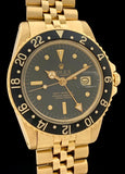 1978 Rolex GMT Master Solid 18K Gold Black Nipple Dial 1675/8