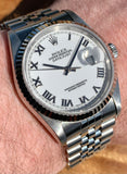 1998 Rolex OP Datejust White Roman Numeral Dial on Jubilee 16234