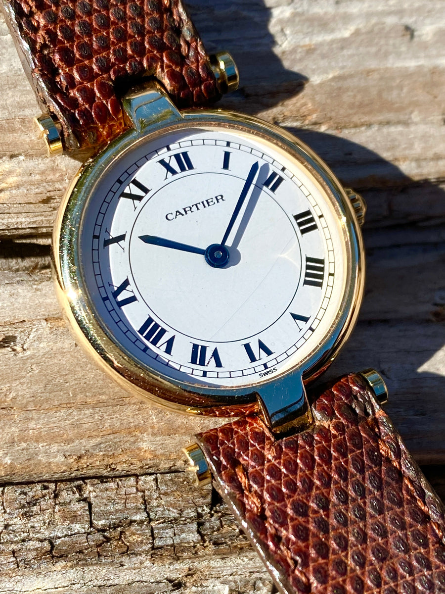 1990's Cartier Vendome 18k Solid Gold Ladies Quartz Original Strap