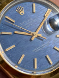1981 Rolex Oyster Perpetual Date Blue Shantung Dial Gold/Steel Case 1550
