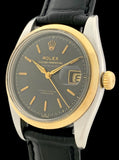 1955 Rolex "Red" Datejust Black Gilt Dial 14K Gold & Steel Bubbleback 6304