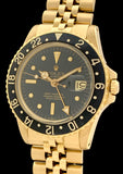 1978 Rolex GMT Master Solid 18K Gold Black Nipple Dial 1675/8
