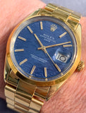 1981 Rolex Oyster Perpetual Date Blue Shantung Dial Gold/Steel Case 1550