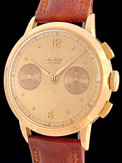 1940's Aero Watch Neuchâtel 18k Rose Gold Dress Chronograph