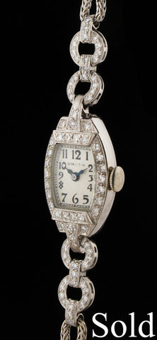 Deco Hamilton Platinum Diamond Cocktail Watch  SOLD