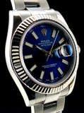 2012 Rolex Datejust 2 Deep Blue Dial 18k Fluted Bezel 116334