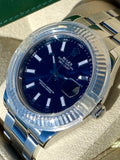 2012 Rolex Datejust 2 Deep Blue Dial 18k Fluted Bezel 116334