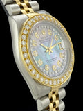 1995 Midsize 31mm Rolex Two-Tone Datejust MOP Diamond Dial Bezel 68273