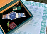 1981 Rolex Oyster Perpetual Date 15000 Quick-Set w/Blue Dial Box & Papers