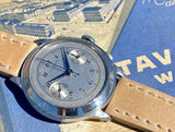 1930s Art Deco 39mm Tavannes Chronograph Staybrite Stainless Steel Snail Dial
