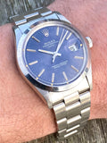 1981 Rolex Oyster Perpetual Date 15000 Quick-Set w/Blue Dial Box & Papers