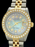 1995 Midsize 31mm Rolex Two-Tone Datejust MOP Diamond Dial Bezel 68273