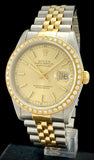 1998 Rolex Datejust Two-Tone 18k & Steel W/Diamond Bezel 16233