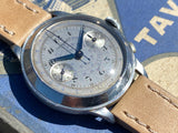 1930s Art Deco 39mm Tavannes Chronograph Staybrite Stainless Steel Snail Dial