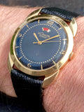 1950's 14k Gold LeCoultre Powermatic Black Dial Fancy Lugs Power Reserve