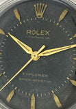 Rare 1953 Rolex Explorer 6298 Black Gilt Dial Large Bubbleback