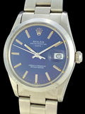 1981 Rolex Oyster Perpetual Date 15000 Quick-Set w/Blue Dial Box & Papers