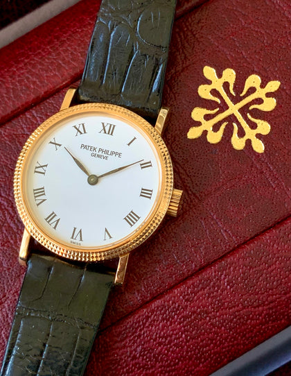 1990's Patek Philippe 18k Calatrava Hobnail Bezel All Original 4809