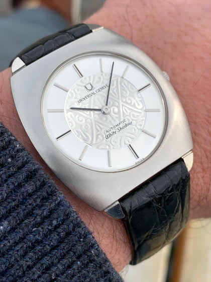 1967 NOS Universal Geneve White Shadow Ultra-Thin Texture Dial 866127