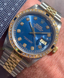 1988 Rolex Oyster Perpetual Datejust 2-Tone Diamond Sapphire Bezel 16013
