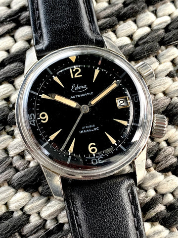 1960's Edma Automatic Super Compressor Dual Crown Divers Watch