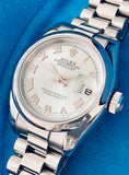 2000 Ladies Rolex Datejust 26 Platinum President Glacier Blue Dial 79166