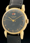 1940's LeCoultre Powermatic 14k Gold Black Gilt Dial Horn Lugs 2705