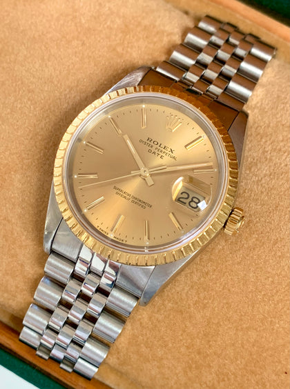 1990 Rolex Oyster Perpetual Date 2-Tone 18k Gold & Steel 15223