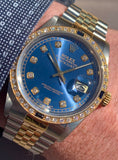 1988 Rolex Oyster Perpetual Datejust 2-Tone Diamond Sapphire Bezel 16013