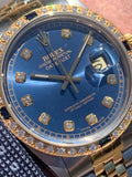 1988 Rolex Oyster Perpetual Datejust 2-Tone Diamond Sapphire Bezel 16013