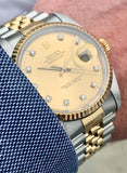 1989 Rolex Datejust 36 2-Tone 18k/Steel Factory Diamond Dial 16233