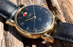 1940's LeCoultre Powermatic 14k Gold Black Gilt Dial Horn Lugs 2705