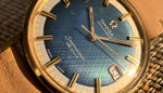 1971 Omega Automatic Seamaster Deville Blue Crosshatch Textured Dial