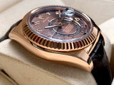 2017 Rolex Sky-Dweller 18k Rose Gold Chocolate Brown Dial Box & Papers 326135