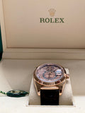 2017 Rolex Sky-Dweller 18k Rose Gold Chocolate Brown Dial Box & Papers 326135
