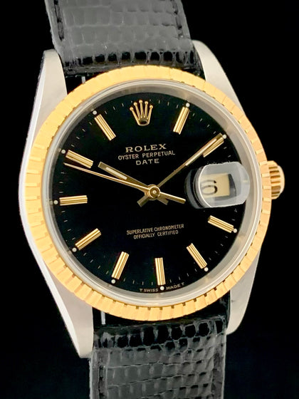 1996 Rolex Oyster Perpetual Date 2-Tone 18k/Steel Black Dial 15223