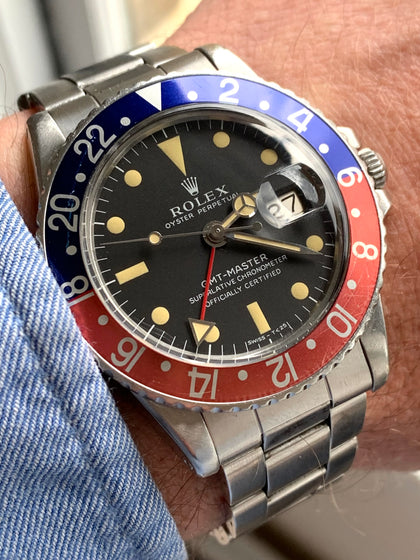 1970 Rolex Oyster Perpetual GMT-Master 1675 Steel Mk 1 Dial Oyster Bracelet