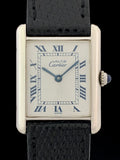 1995 Cartier Must De Tank Silver Blue Roman Numeral Dial 1616