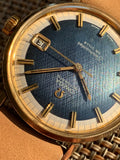 1971 Omega Automatic Seamaster Deville Blue Crosshatch Textured Dial