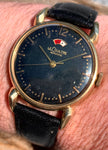 1940's LeCoultre Powermatic 14k Gold Black Gilt Dial Horn Lugs 2705