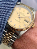1989 Rolex Datejust 36 2-Tone 18k/Steel Factory Diamond Dial 16233