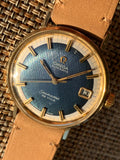 1971 Omega Automatic Seamaster Deville Blue Crosshatch Textured Dial