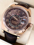 2017 Rolex Sky-Dweller 18k Rose Gold Chocolate Brown Dial Box & Papers 326135
