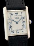 1995 Cartier Must De Tank Silver Blue Roman Numeral Dial 1616